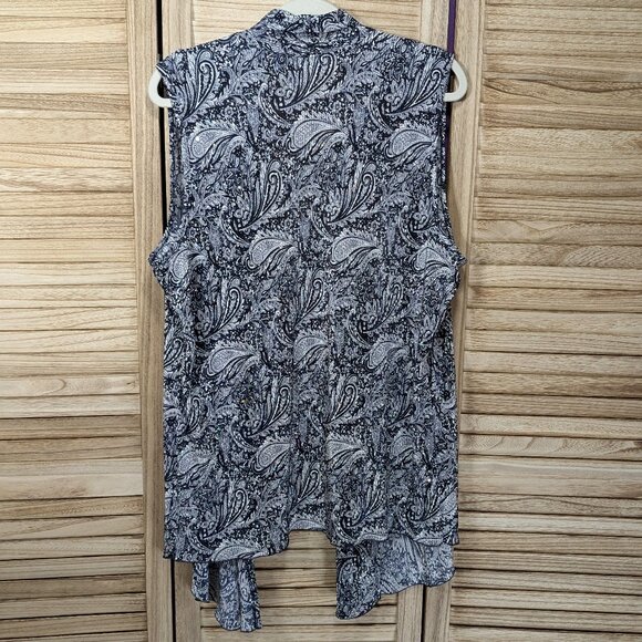CJ Banks Paisley Sleeveless Open Cardigan Size 1X - Picture 11 of 12